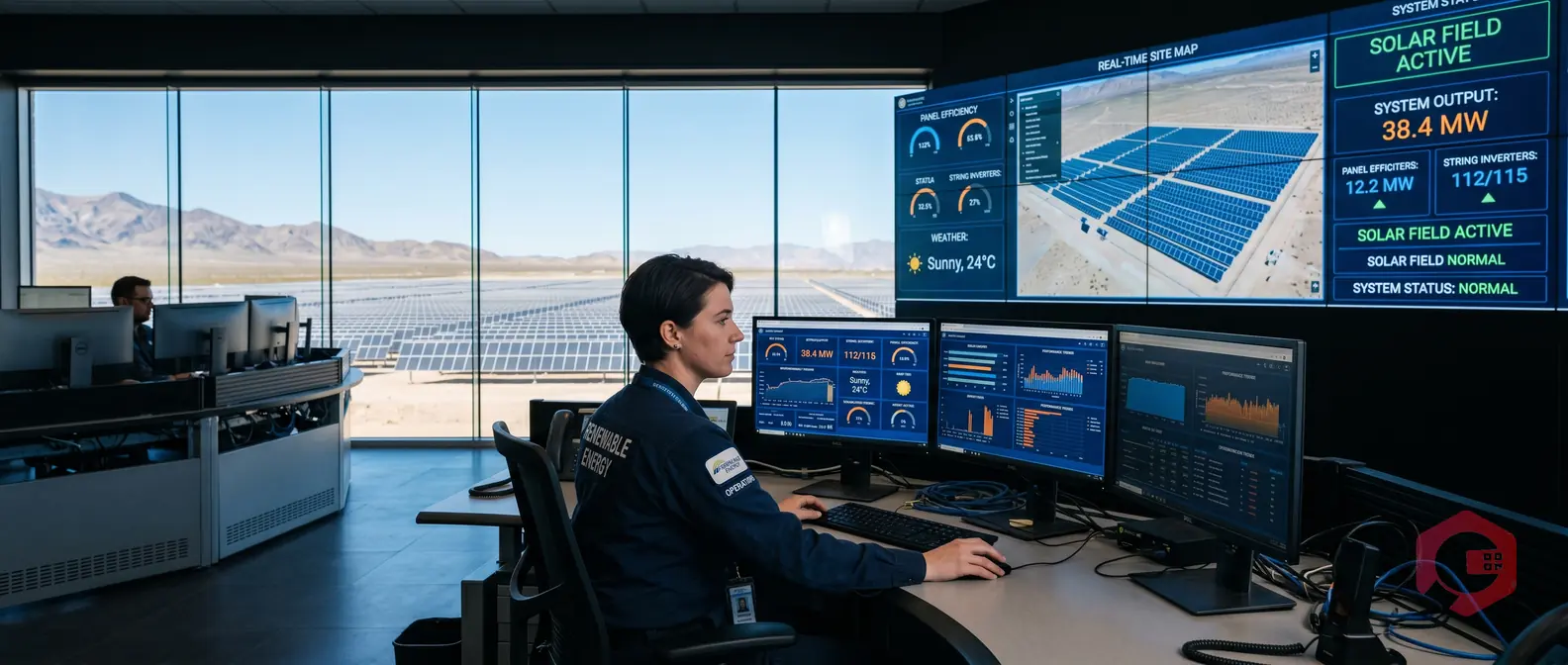 Solar plant operator monitoring displays
