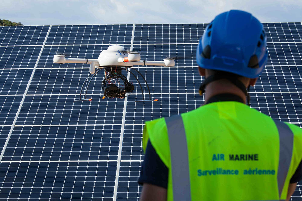 Drone thermal inspection of solar farm